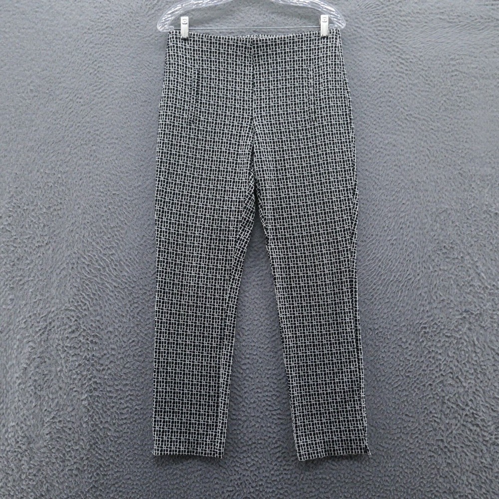 Chicos Women Juliet Check Print Ankle Pant 0 Size 4 Ivory Black Mid Rise Stretch